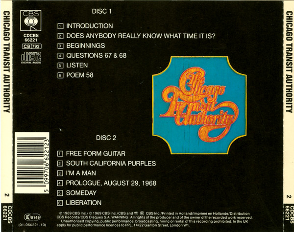 The Chicago Transit Authority - 2er-CD Inlay 2 Rückseite Placeholder image