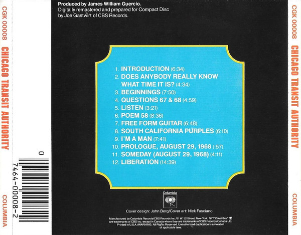 The Chicago Transit Authority - CD-Inlet Rückseite Placeholder image