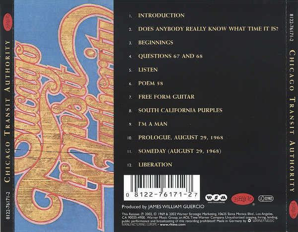 The Chicago Transit Authority - CD-Rhino Inlay Rückseite Placeholder image
