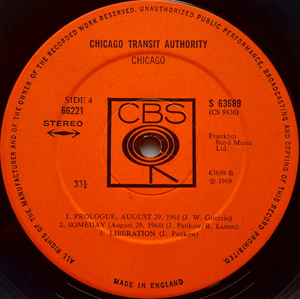 The Chicago Transit Authority - Vinyl-Label Seite 4 Placeholder image
