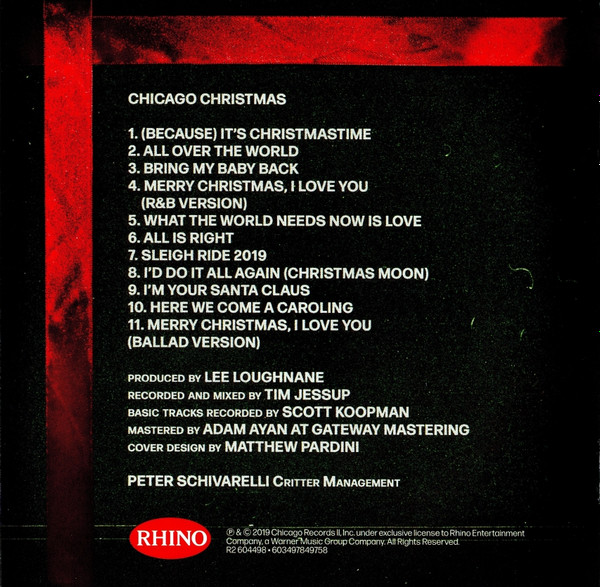 Chicago Christmas 2019, CD-Booklet, Rückseite Placeholder image
