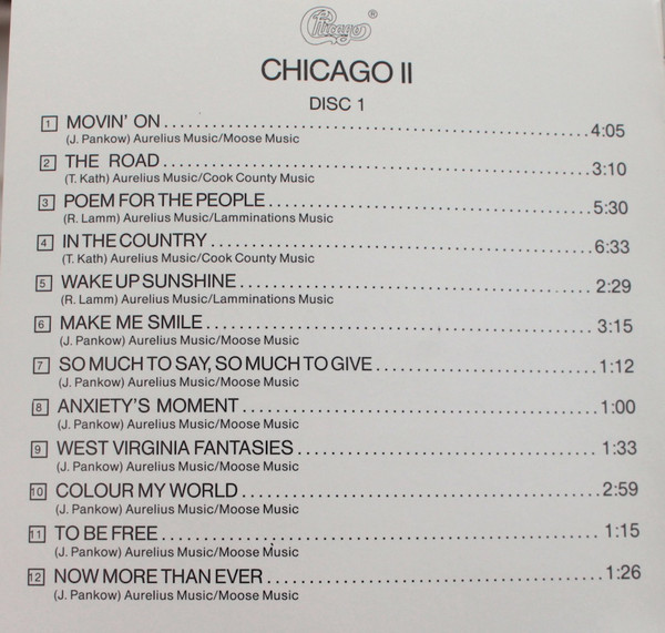Chicago - Doppel-CD-Ausgabe - Beiblatt 1 Placeholder image