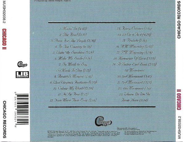 Chicago - Chicago-Records-CD-Ausgabe - Inlay Rückseite Placeholder image