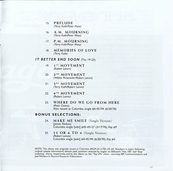 Chicago -Rhino-CD-Ausgabe - Beiblatt 2 Placeholder image