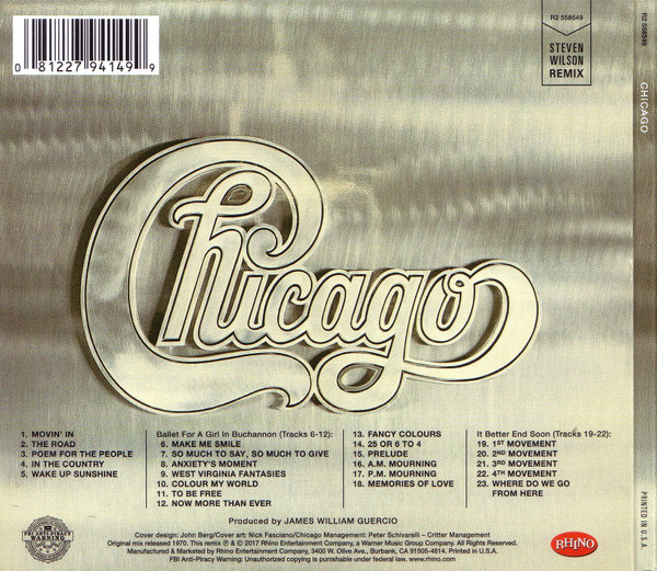 Chicago -Steven Wilson-CD-Ausgabe - Cover Rückseite Placeholder image