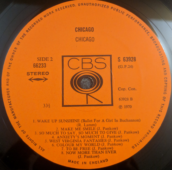 Chicago - CBS-Vinyl-Label Seite 2 Placeholder image