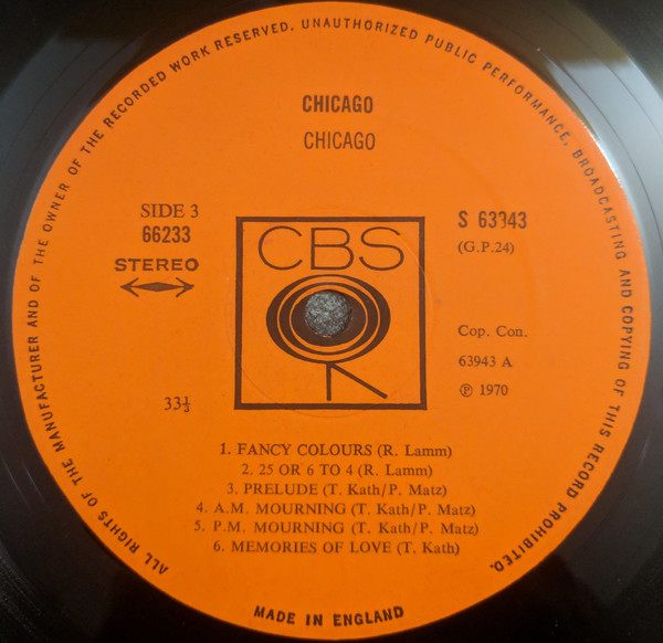 Chicago - CBS-Vinyl-Label Seite 3 Placeholder image