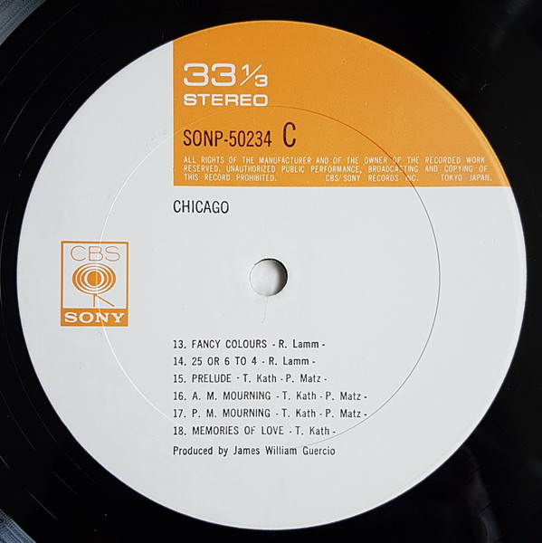 Chicago - CBS/Sony-Vinyl-Label Seite 3 Placeholder image