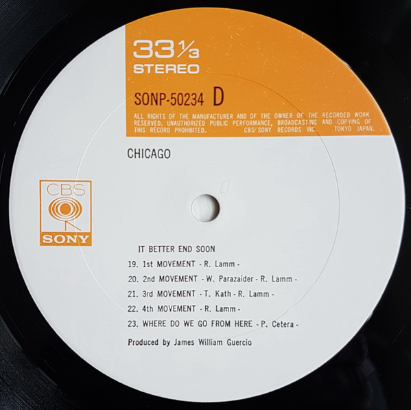Chicago - CBS/Sony-Vinyl-Label Seite 4 Placeholder image
