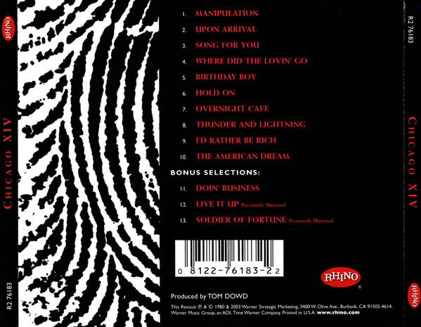 Chicago XIV - Chicago XIV - Rhino CD-Inlay, Rückseite Placeholder image